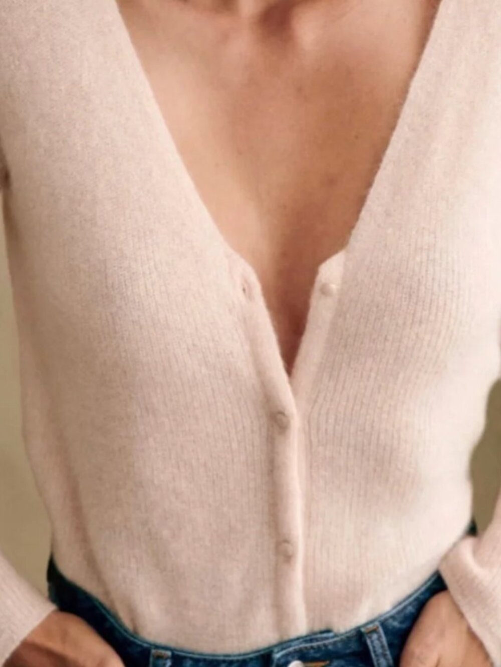 Sezane Barry Cardigan in Rosy beige